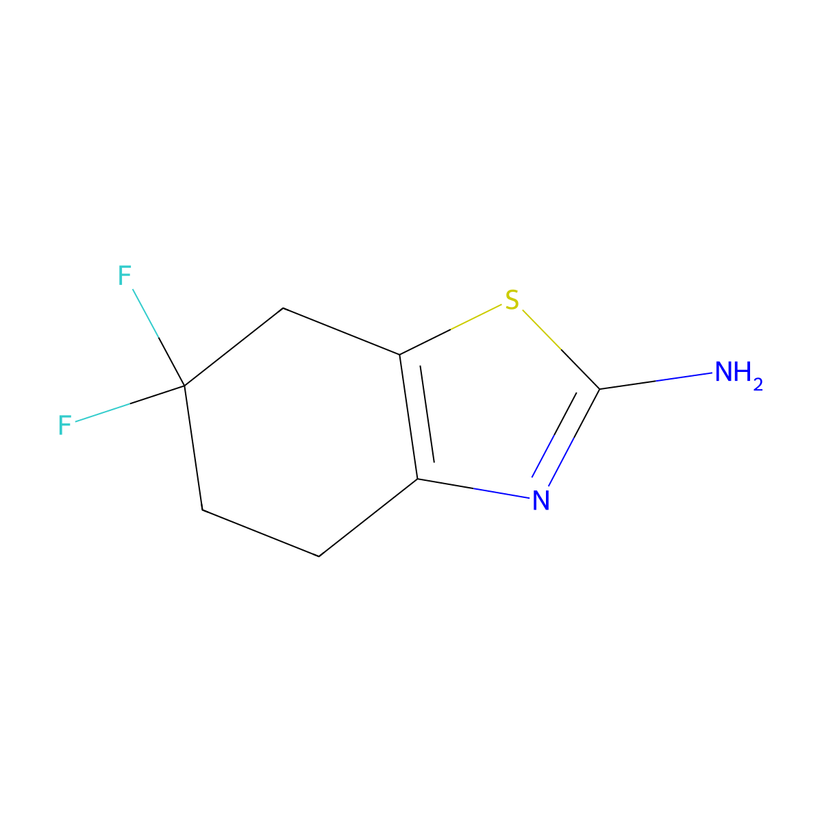 6,6-Difluoro-4,5,6,7-tetrahydro-1,3-benzothiazol-2-amine molecular structure, CAS 1785342-60-0