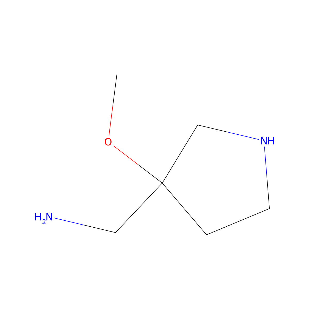 (3-Methoxypyrrolidin-3-yl)methanamine molecular structure, CAS 1785348-91-5