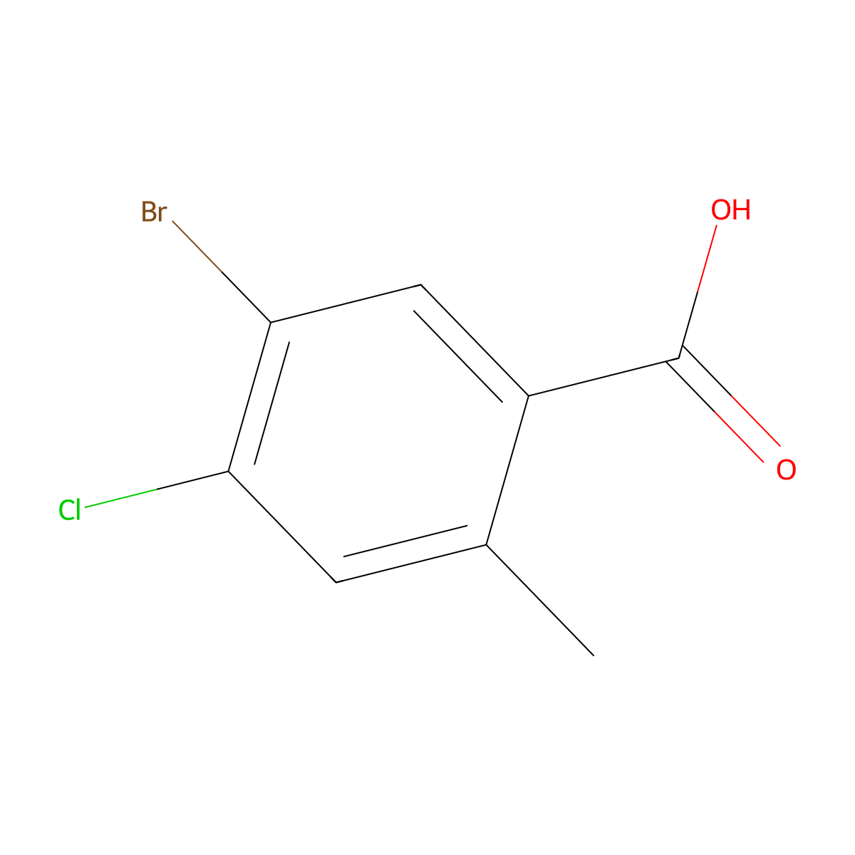 5-Bromo-4-chloro-2-methylbenzoic acid molecular structure, CAS 1785359-65-0