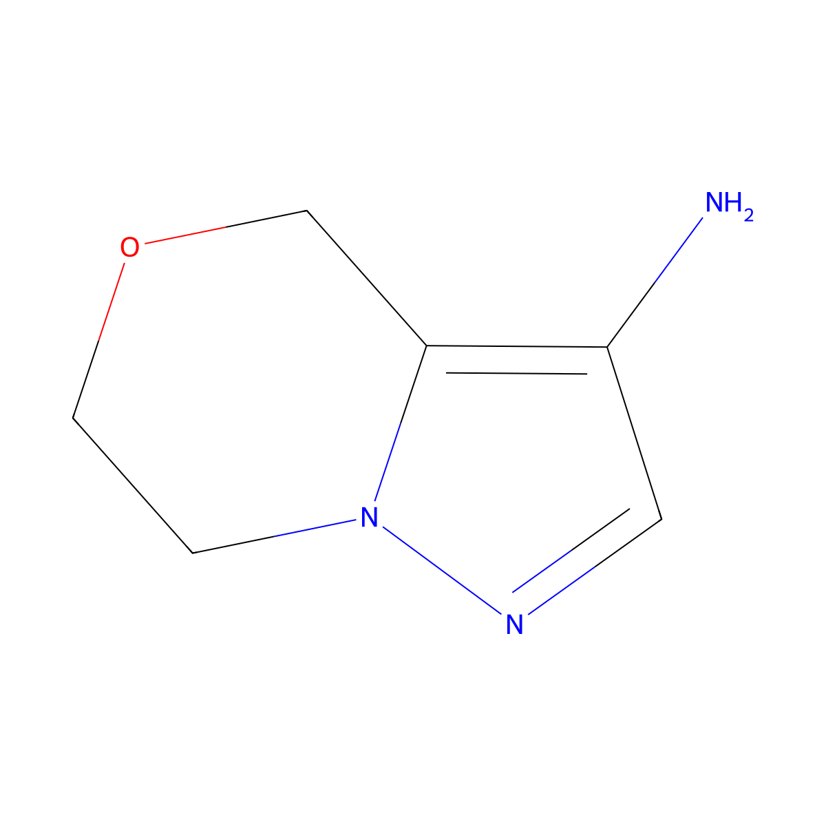4H,6H,7H-pyrazolo(3,2-c)(1,4)oxazin-3-amine molecular structure, CAS 1785362-30-2