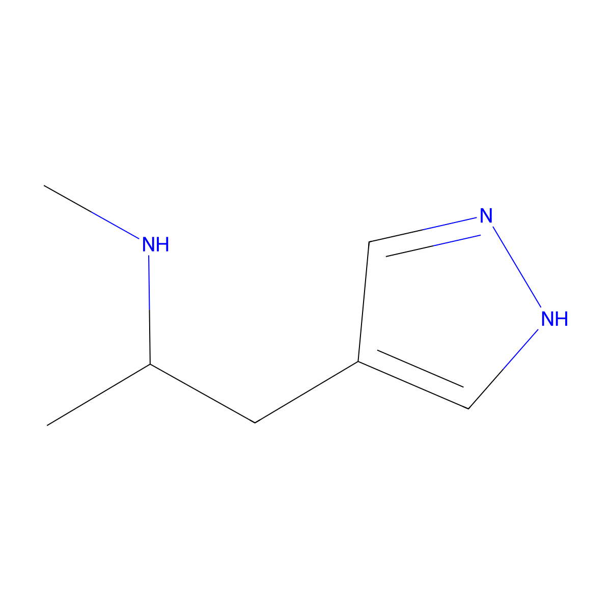 methyl[1-(1H-pyrazol-4-yl)propan-2-yl]amine molecular structure, CAS 1785363-05-4