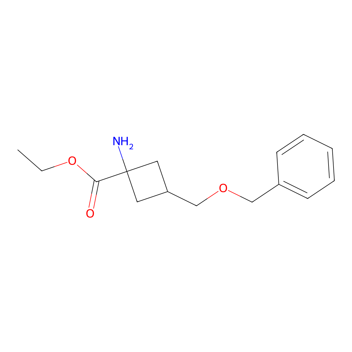 Ethyl 1-amino-3-[(benzyloxy)methyl]cyclobutane-1-carboxylate molecular structure, CAS 1785366-02-0