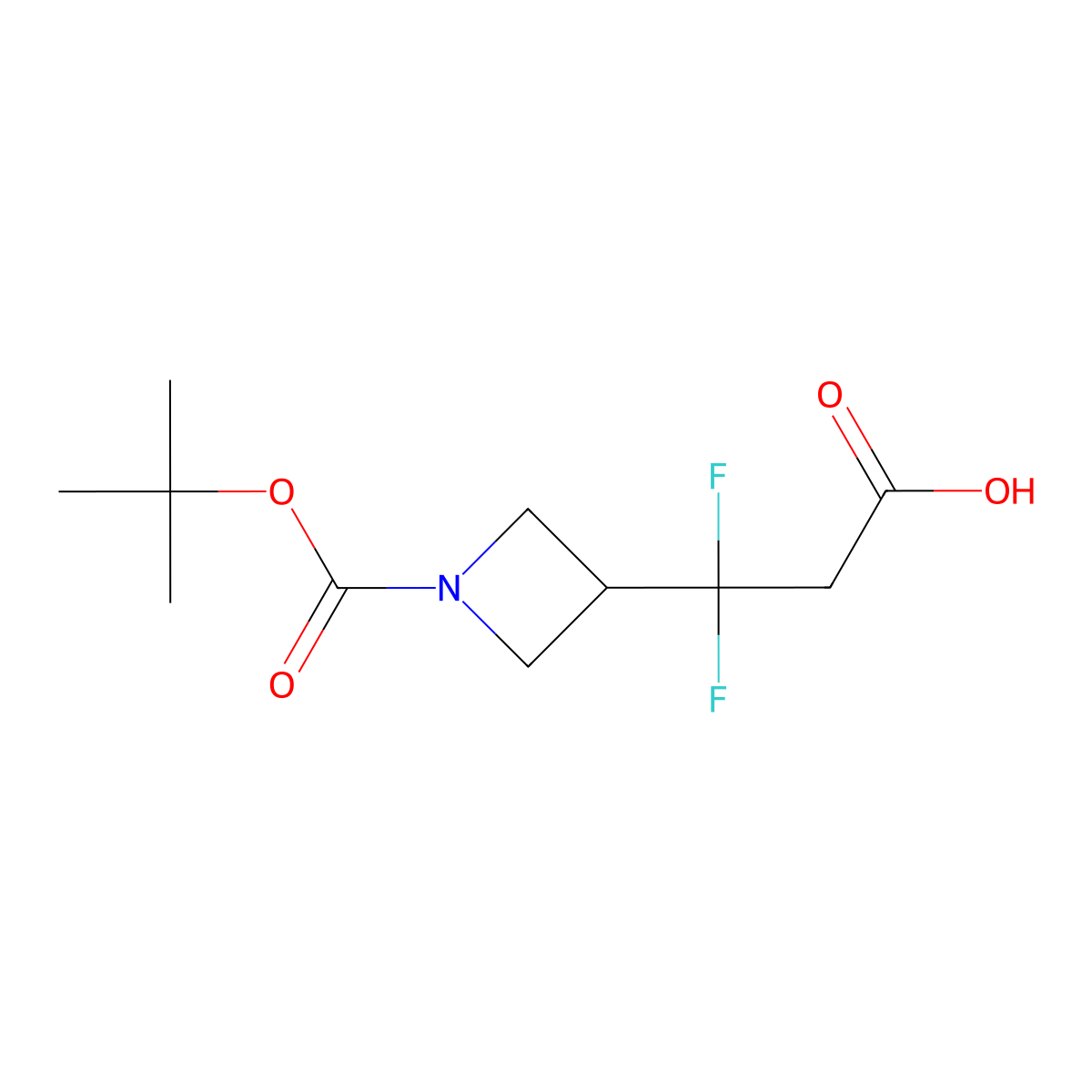 3-{1-[(Tert-butoxy)carbonyl]azetidin-3-yl}-3,3-difluoropropanoic acid molecular structure, CAS 1785366-37-1