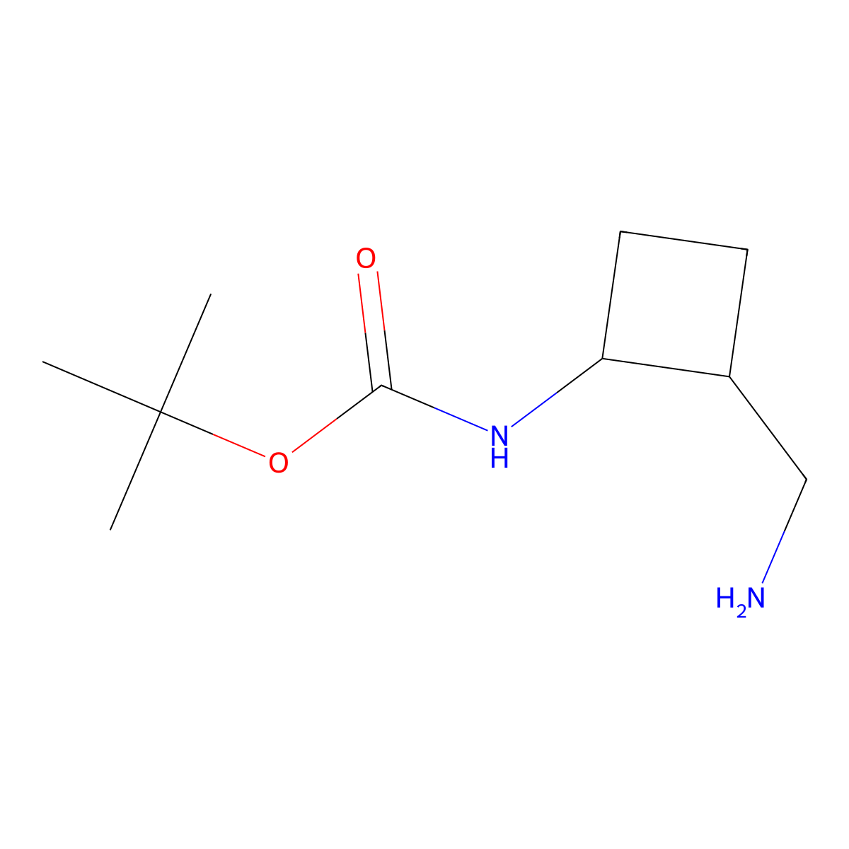 tert-Butyl (2-(aminomethyl)cyclobutyl)carbamate molecular structure, CAS 1785370-24-2