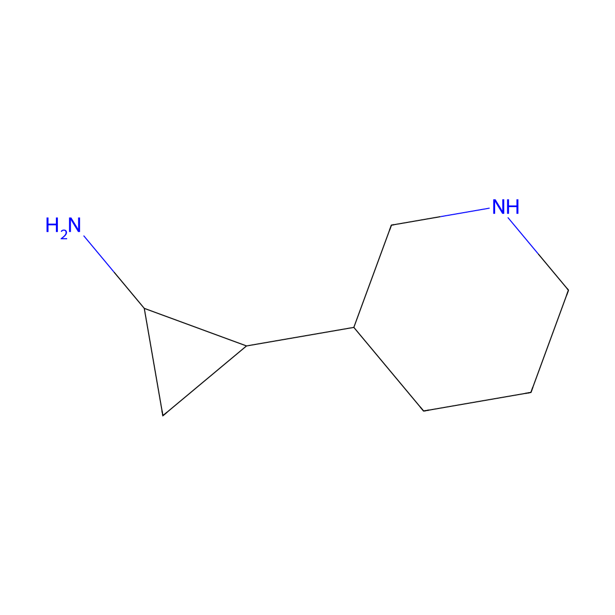 2-(Piperidin-3-yl)cyclopropan-1-amine molecular structure, CAS 1785370-60-6