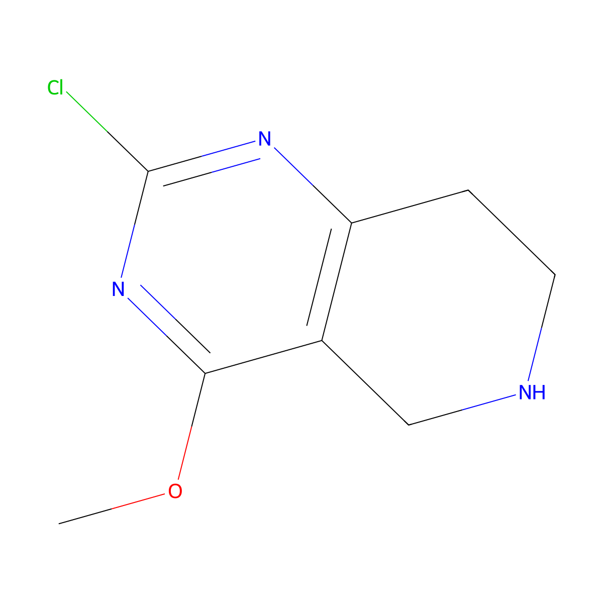 2-chloro-4-methoxy-5H,6H,7H,8H-pyrido[4,3-d]pyrimidine molecular structure, CAS 1785377-29-8