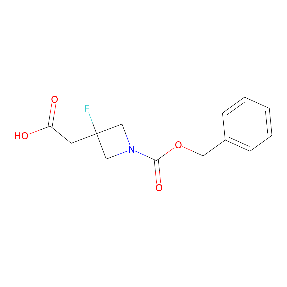 2-{1-[(Benzyloxy)carbonyl]-3-fluoroazetidin-3-yl}acetic acid molecular structure, CAS 1785380-22-4