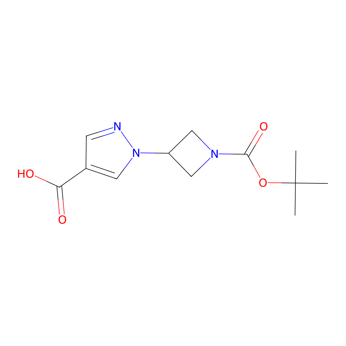 1-{1-[(tert-butoxy)carbonyl]azetidin-3-yl}-1H-pyrazole-4-carboxylic acid molecular structure, CAS 1785380-40-6