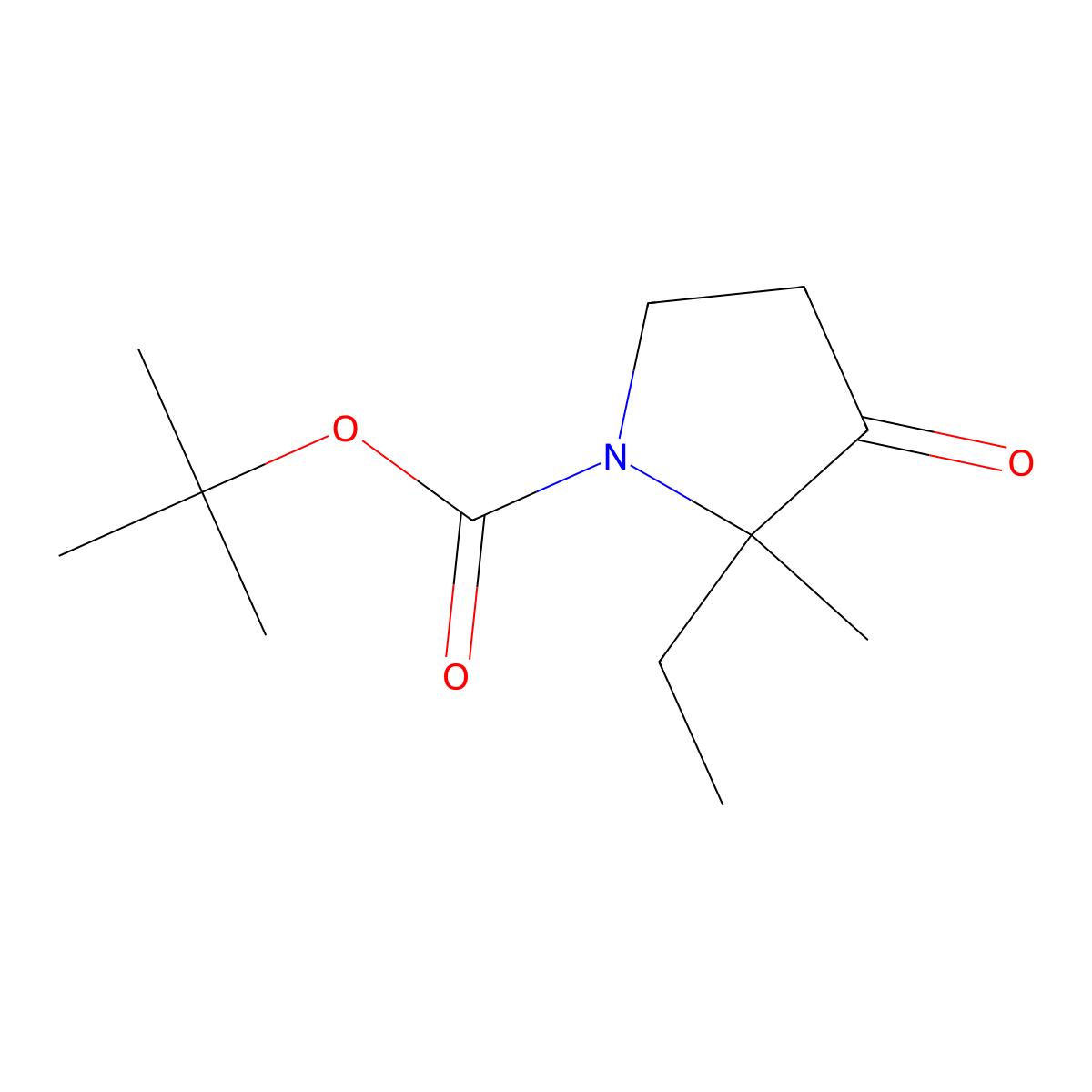 Tert-butyl 2-ethyl-2-methyl-3-oxopyrrolidine-1-carboxylate molecular structure, CAS 1785382-14-0
