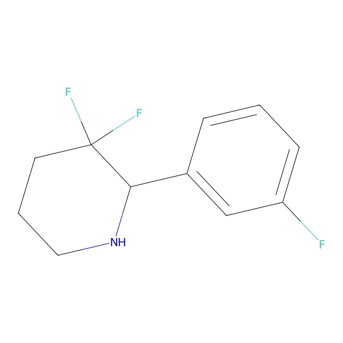 3,3-Difluoro-2-(3-fluorophenyl)piperidine molecular structure, CAS 1785387-04-3