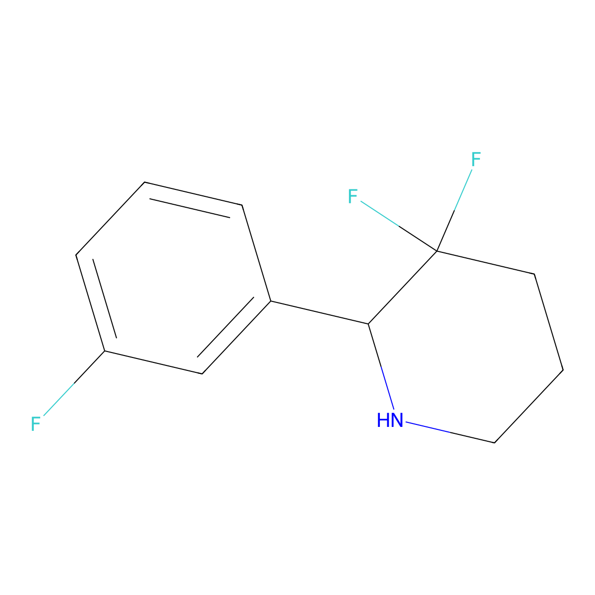 3,3-Difluoro-2-(3-fluorophenyl)piperidine molecular structure, CAS 1785387-04-3