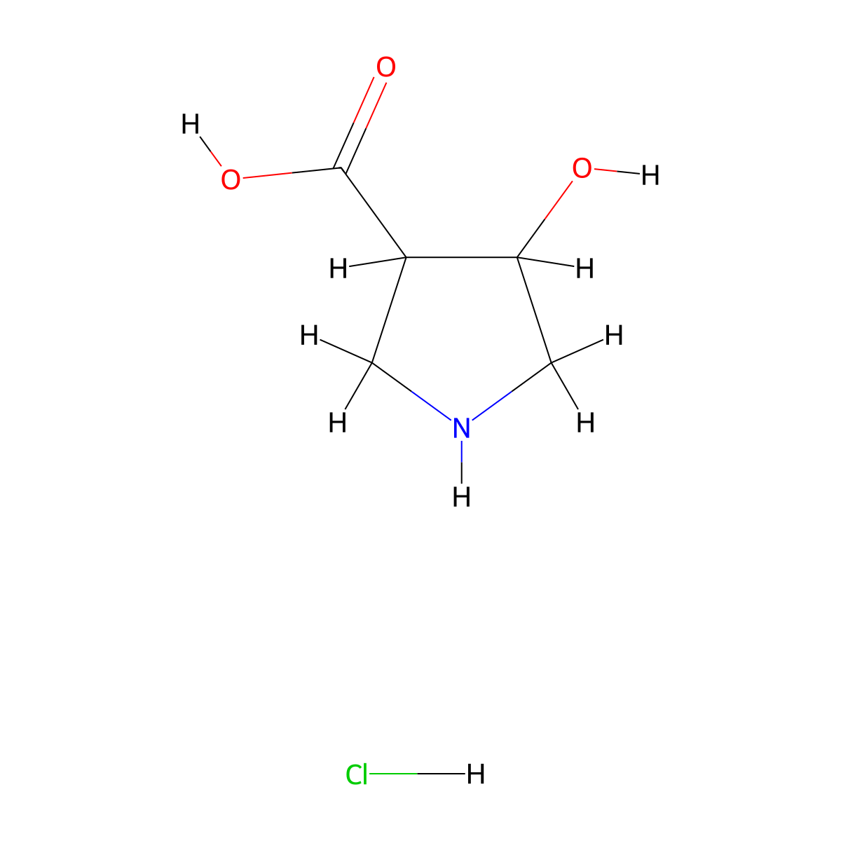 4-Hydroxypyrrolidine-3-carboxylic acid hydrochloride molecular structure, CAS 1785391-41-4