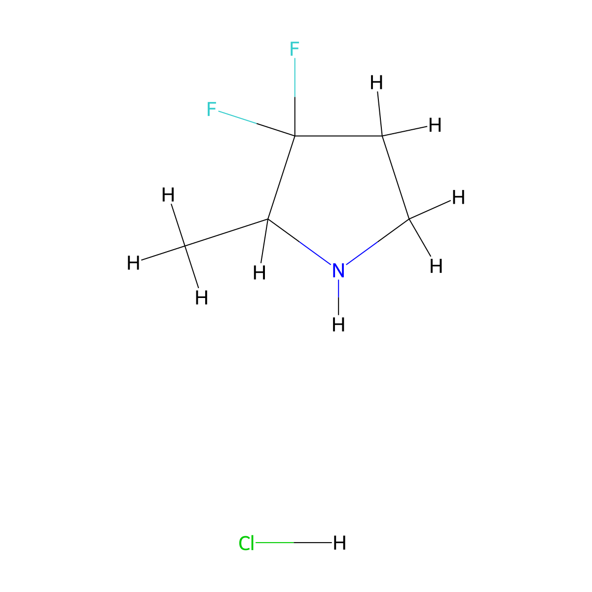 3,3-Difluoro-2-methylpyrrolidine hydrochloride molecular structure, CAS 1785395-75-6