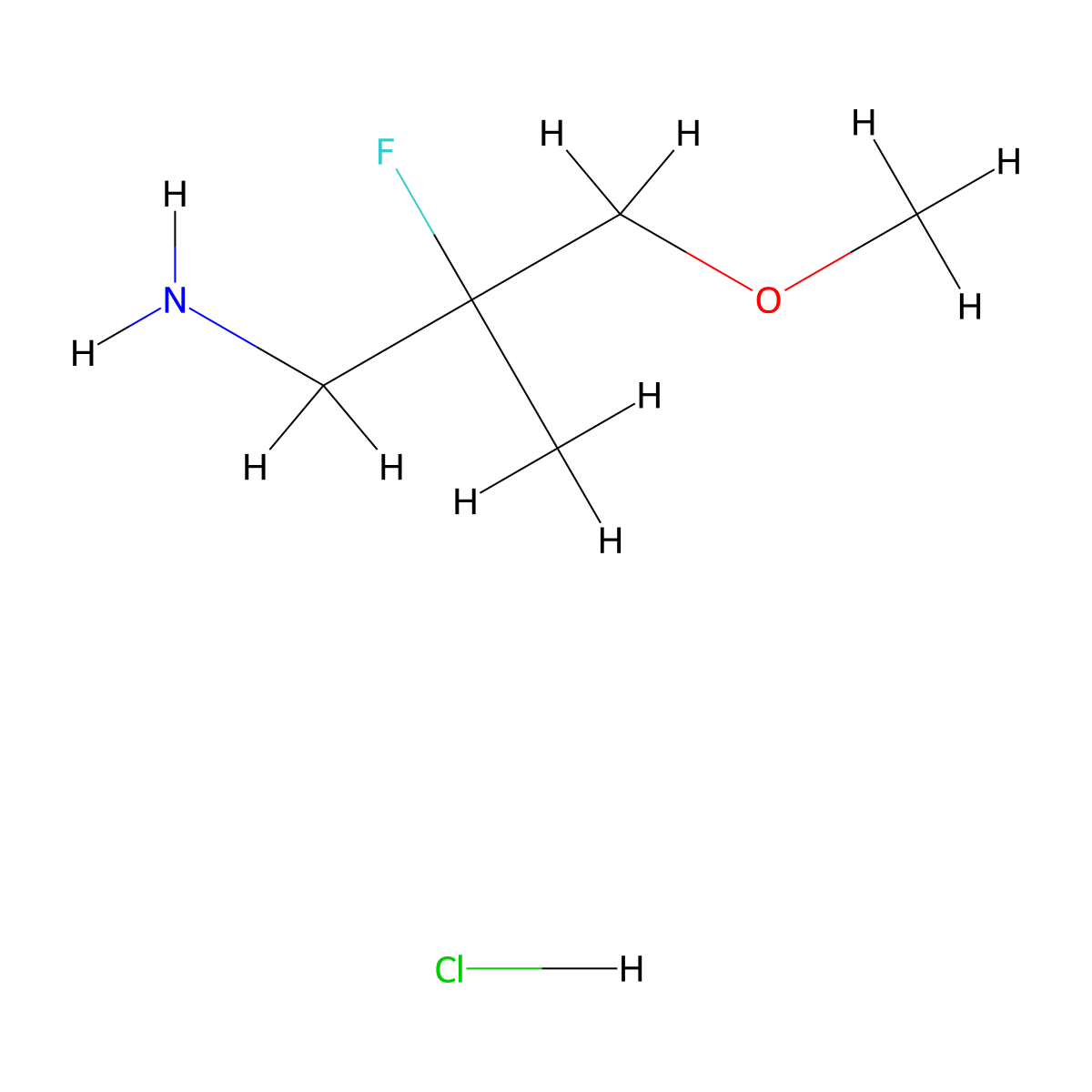 2-Fluoro-3-methoxy-2-methylpropan-1-amine hydrochloride molecular structure, CAS 1785395-86-9