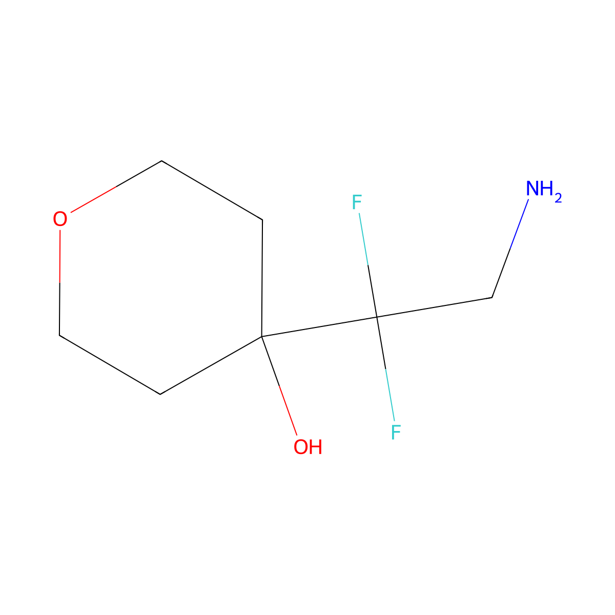 4-(2-Amino-1,1-difluoroethyl)oxan-4-ol molecular structure, CAS 1785397-53-6