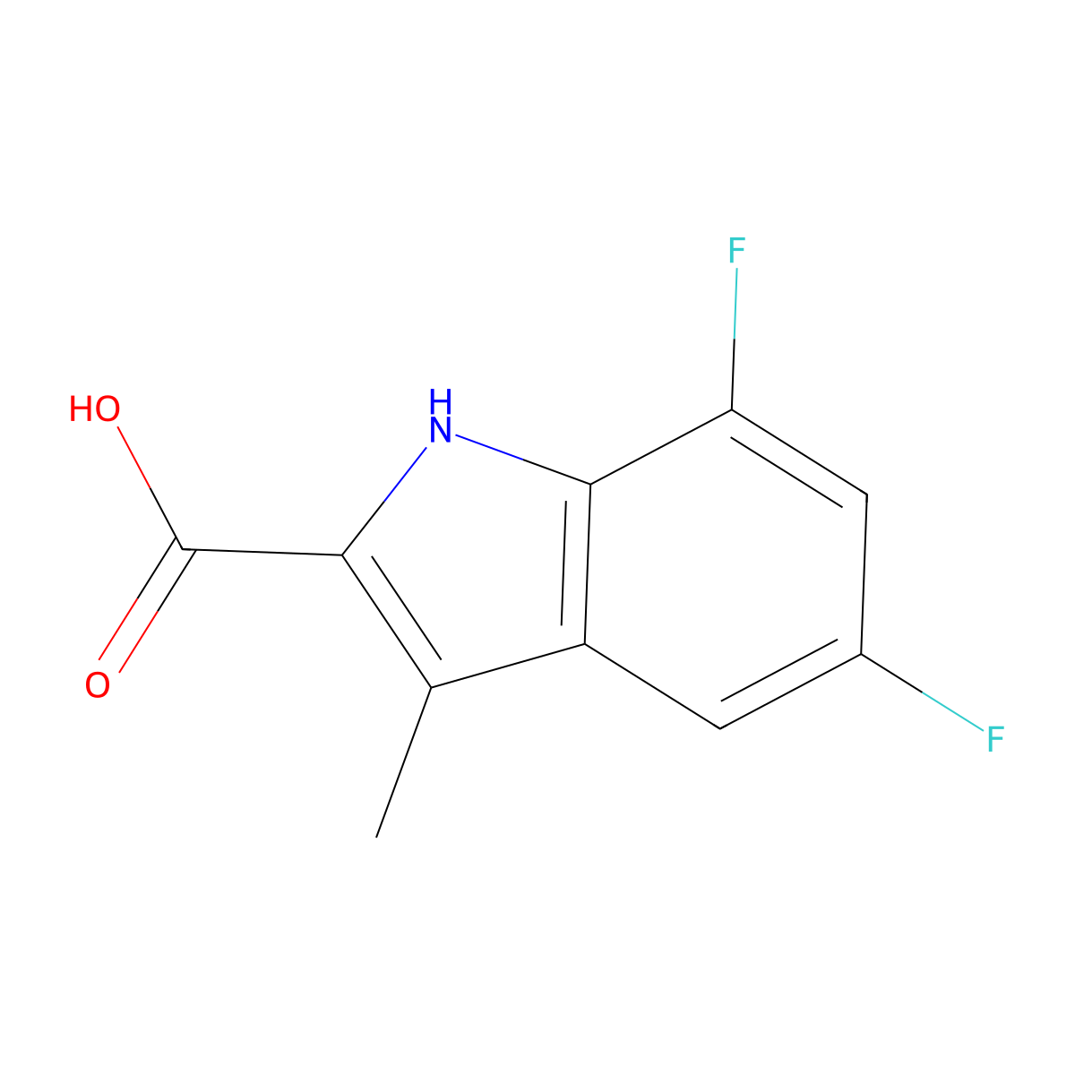5,7-difluoro-3-methyl-1H-indole-2-carboxylic acid molecular structure, CAS 1785399-14-5