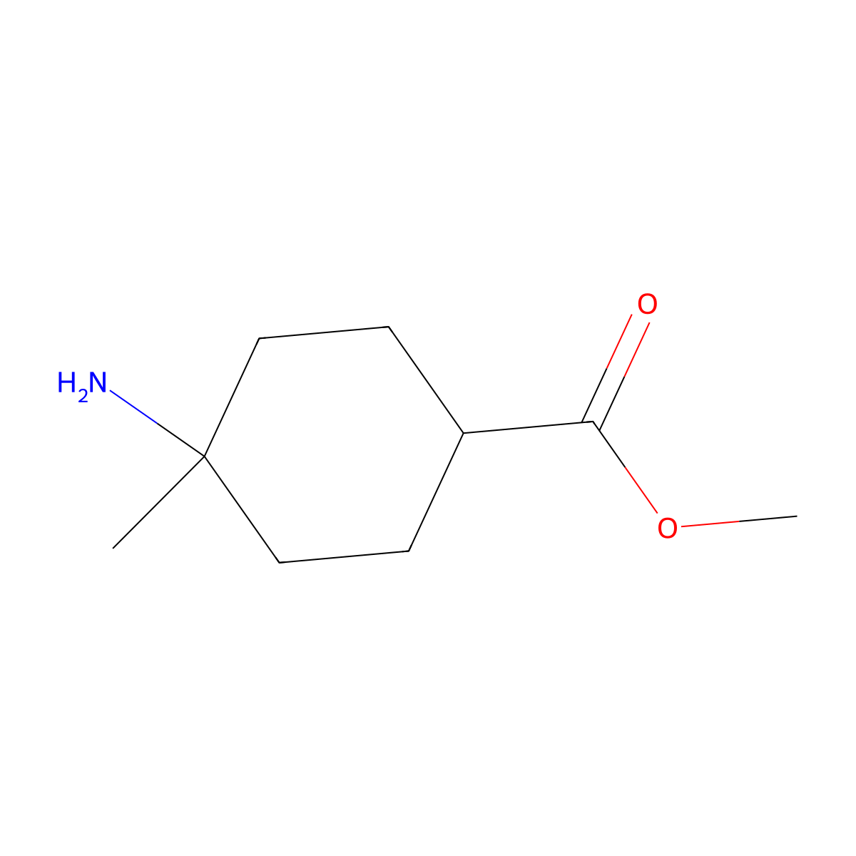 Methyl 4-amino-4-methylcyclohexane-1-carboxylate molecular structure, CAS 1785406-42-9