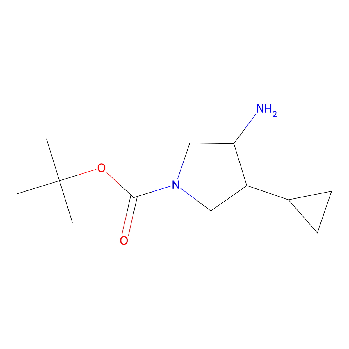 Tert-butyl 3-amino-4-cyclopropylpyrrolidine-1-carboxylate molecular structure, CAS 1785414-45-0