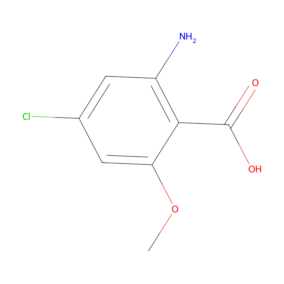 2-Amino-4-chloro-6-methoxybenzoic acid molecular structure, CAS 1785418-91-8