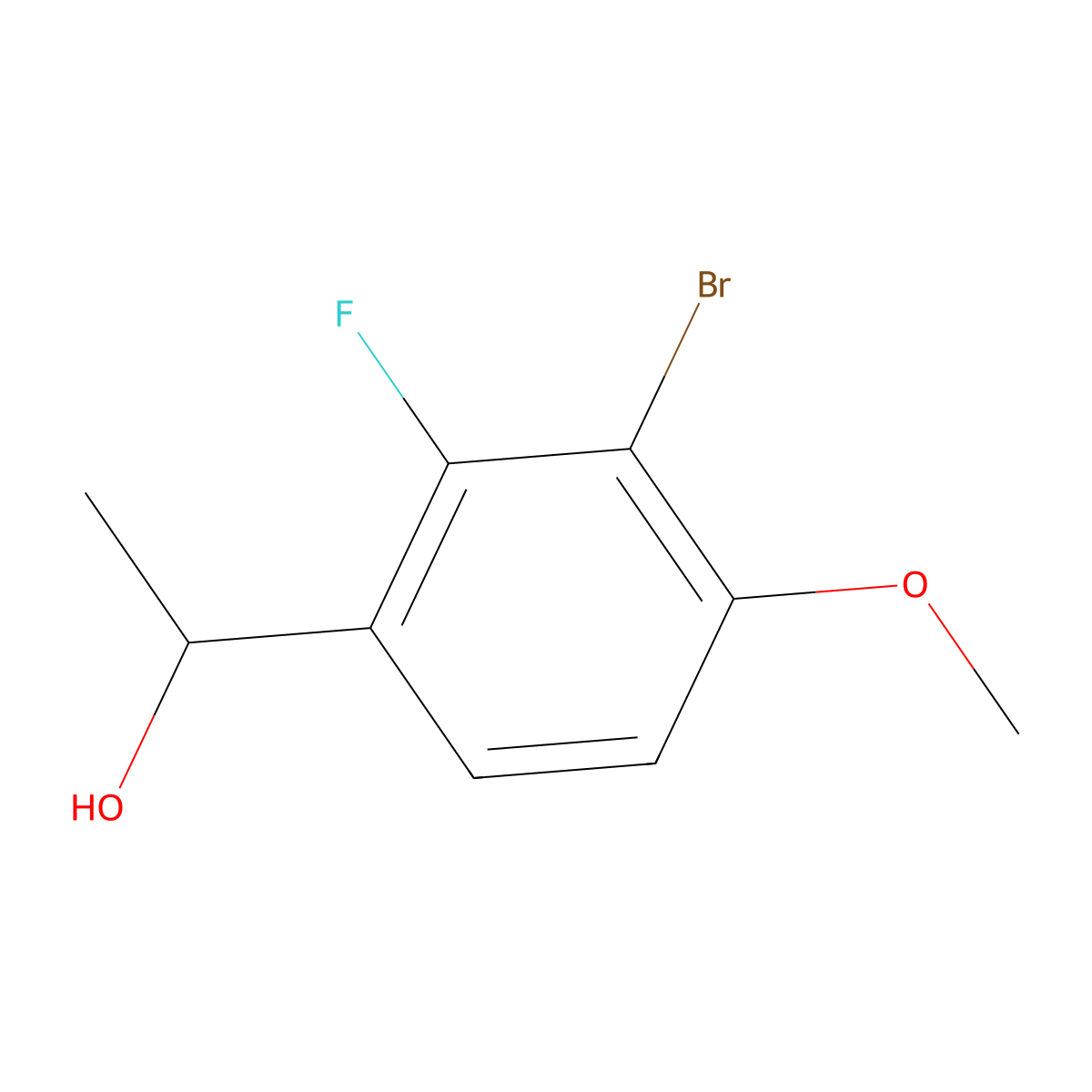3-Bromo-2-fluoro-4-methoxy-alpha-methylbenzenemethanol molecular structure, CAS 1785422-26-5