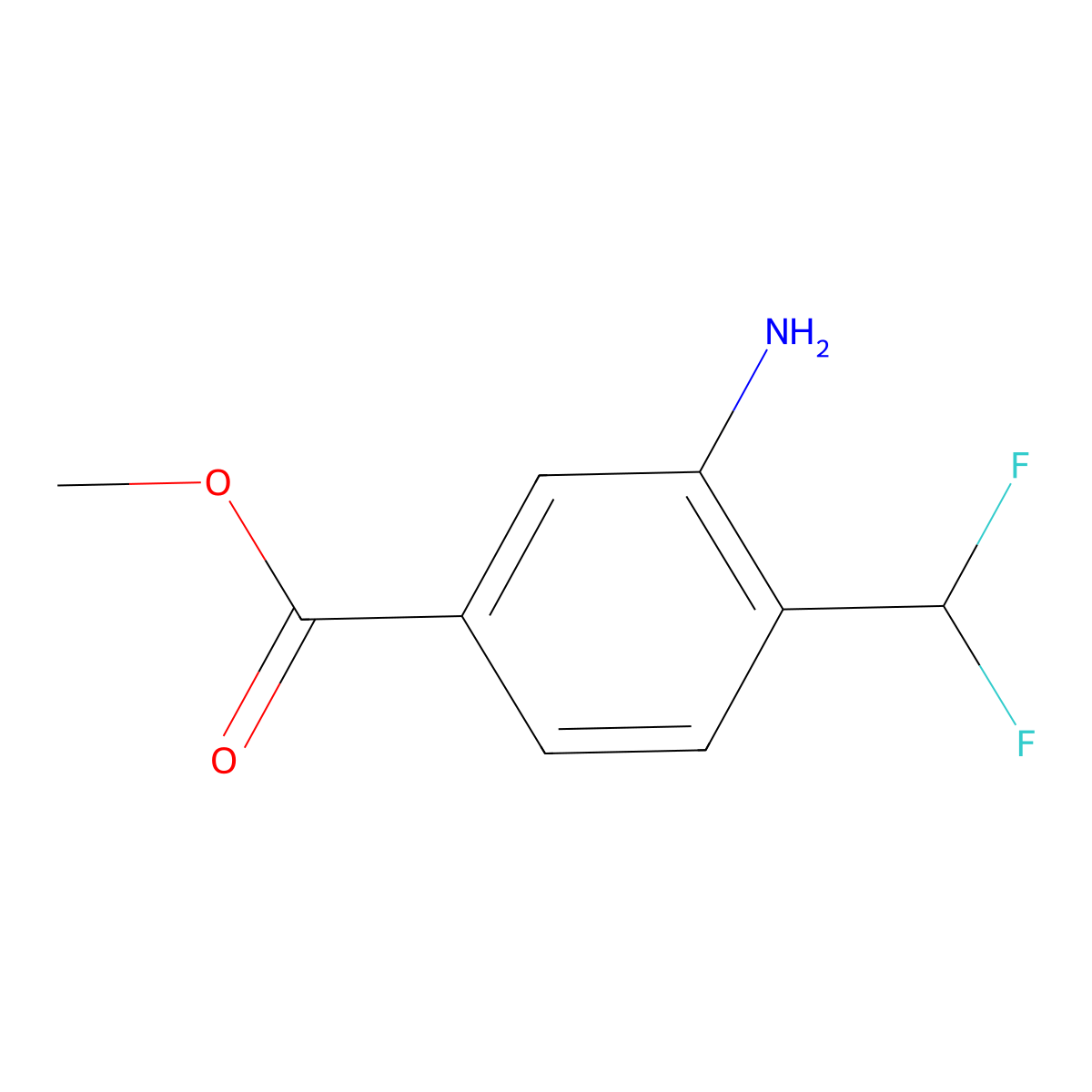 Methyl 3-amino-4-(difluoromethyl)benzoate molecular structure, CAS 1785425-60-6