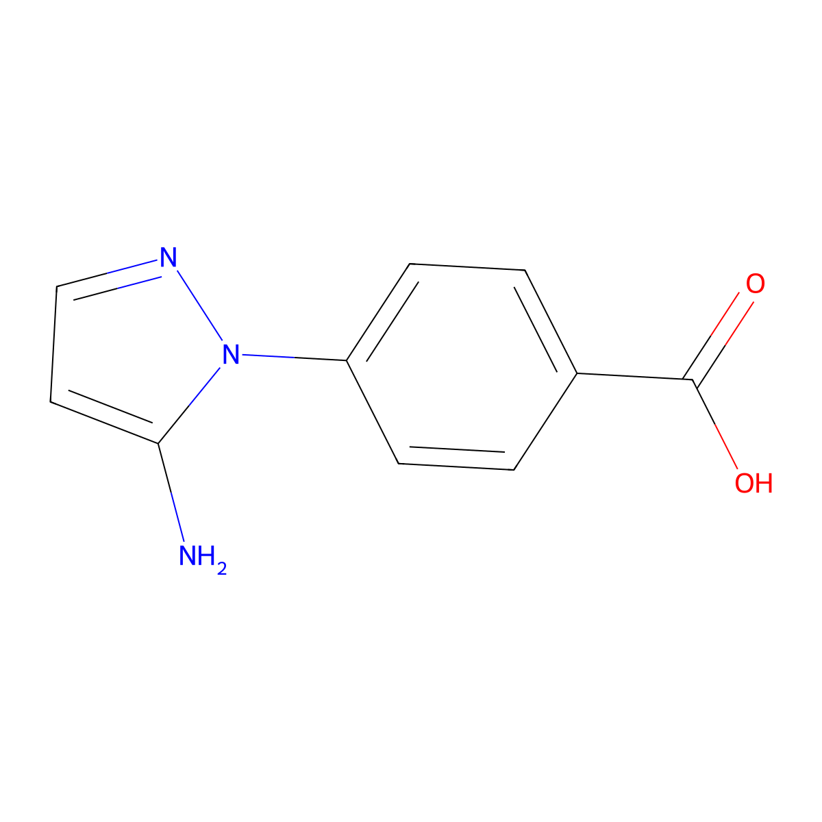 4-(5-amino-1H-pyrazol-1-yl)benzoic acid molecular structure, CAS 1785434-11-8