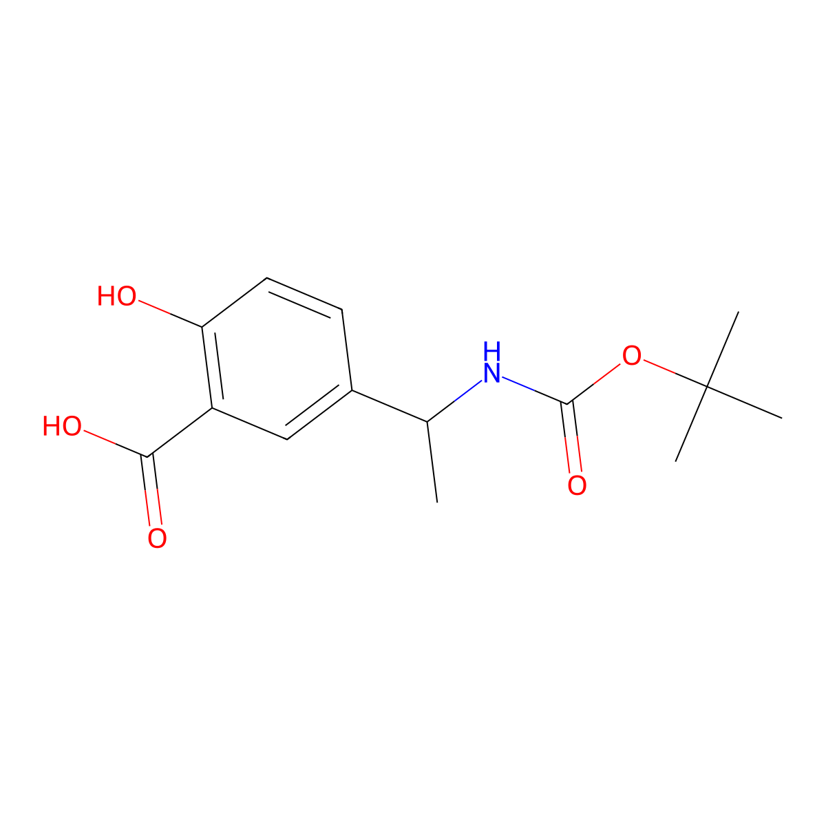 5-(1-{[(Tert-butoxy)carbonyl]amino}ethyl)-2-hydroxybenzoic acid molecular structure, CAS 1785443-28-8