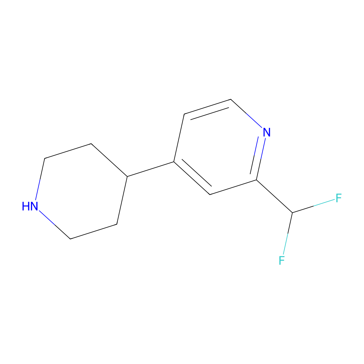 2-(Difluoromethyl)-4-(piperidin-4-yl)pyridine molecular structure, CAS 1785443-69-7