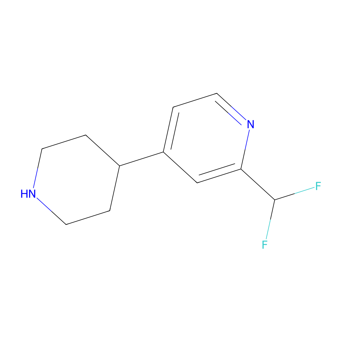 2-(Difluoromethyl)-4-(piperidin-4-yl)pyridine molecular structure, CAS 1785443-69-7