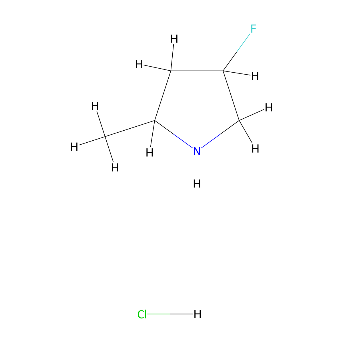 4-Fluoro-2-methylpyrrolidine hydrochloride molecular structure, CAS 1785443-85-7