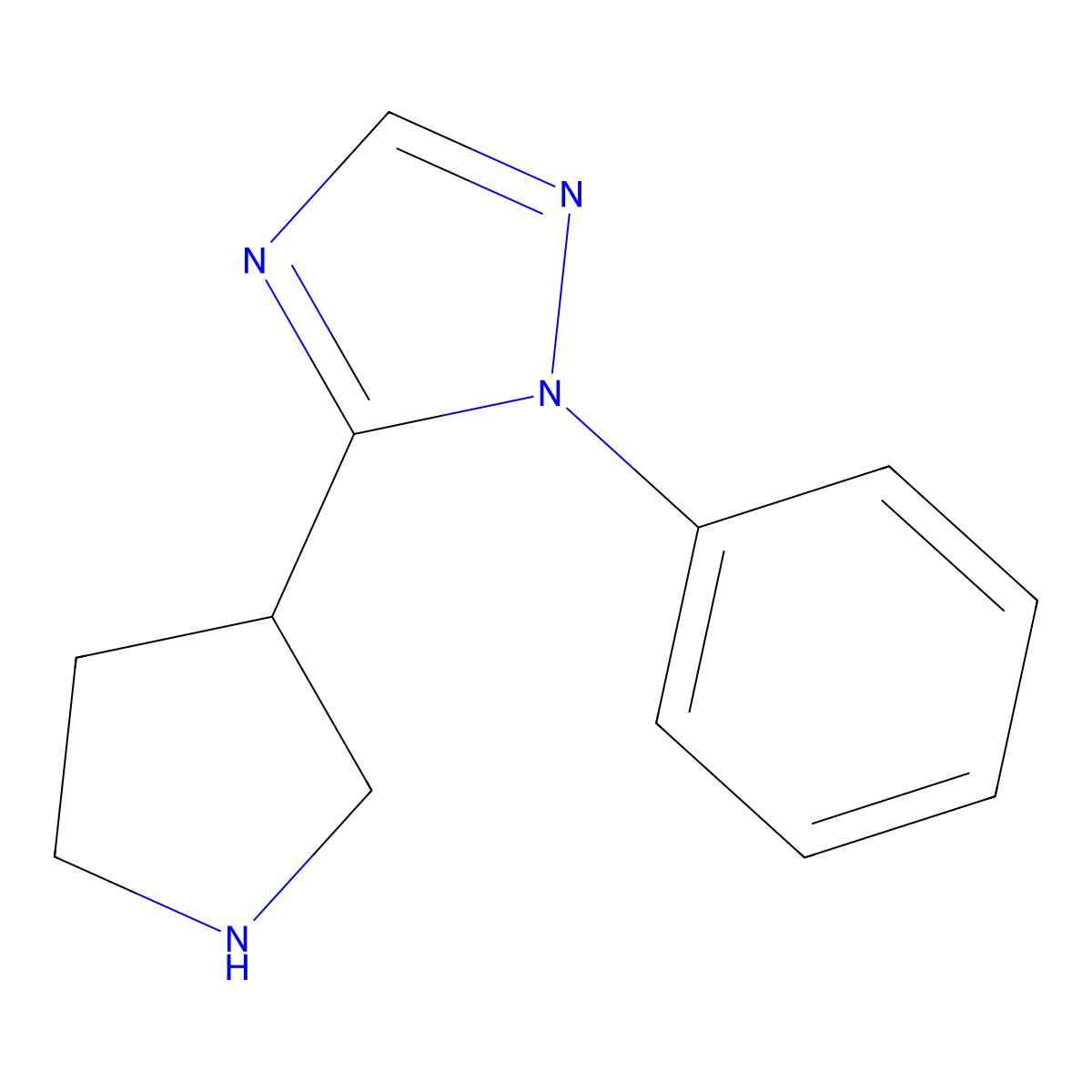 1-phenyl-5-(pyrrolidin-3-yl)-1H-1,2,4-triazole molecular structure, CAS 1785451-89-9