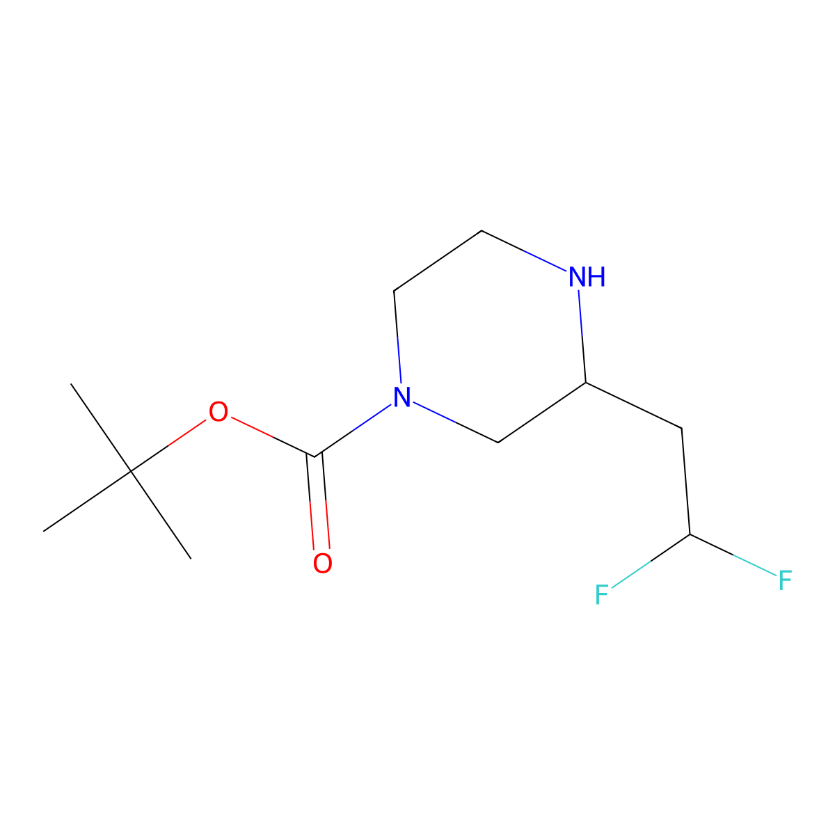 Tert-butyl 3-(2,2-difluoroethyl)piperazine-1-carboxylate molecular structure, CAS 1785452-16-5