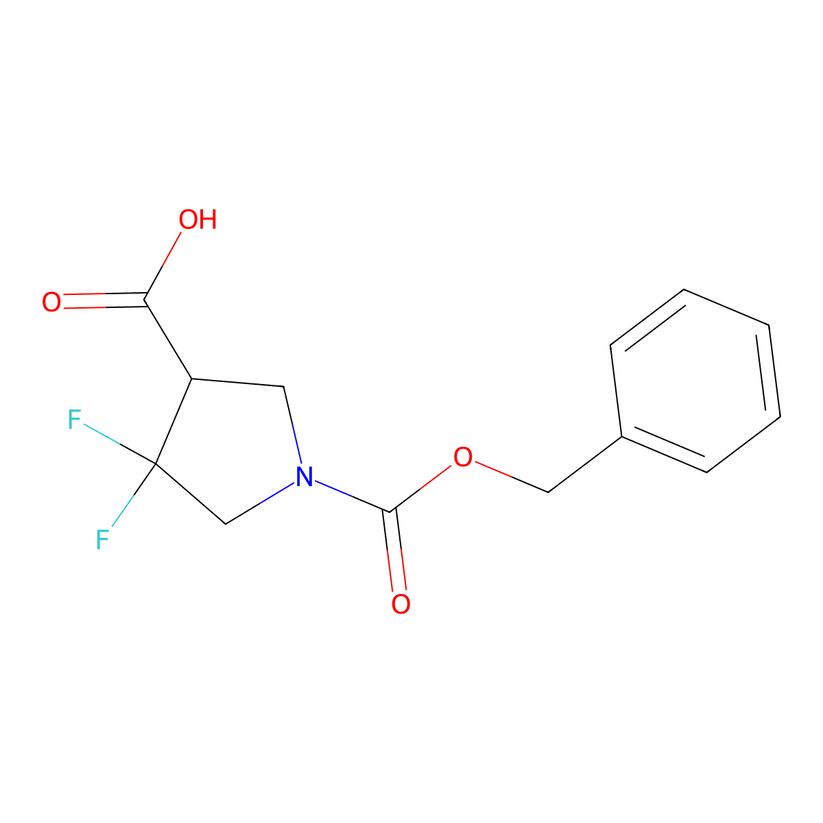 1-[(Benzyloxy)carbonyl]-4,4-difluoropyrrolidine-3-carboxylic acid molecular structure, CAS 1785456-18-9