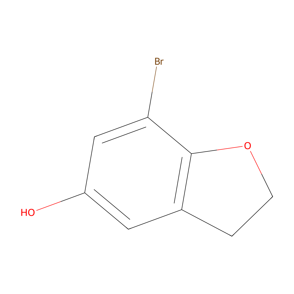 7-Bromo-2,3-dihydro-1-benzofuran-5-ol molecular structure, CAS 1785460-91-4