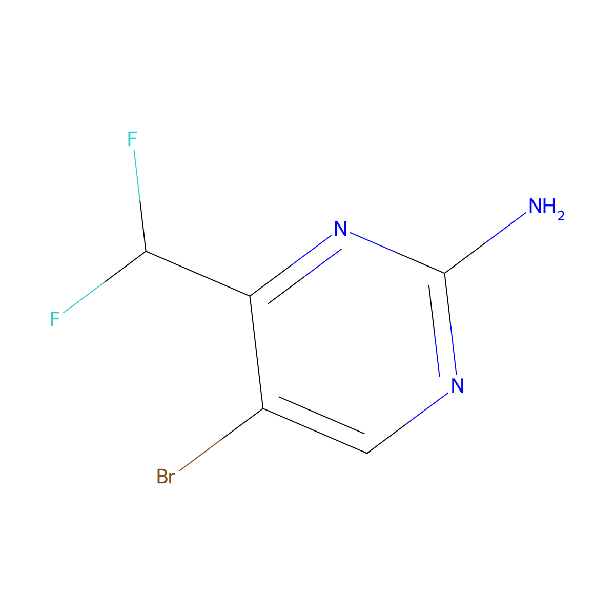 5-Bromo-4-(difluoromethyl)pyrimidin-2-amine molecular structure, CAS 1785472-42-5