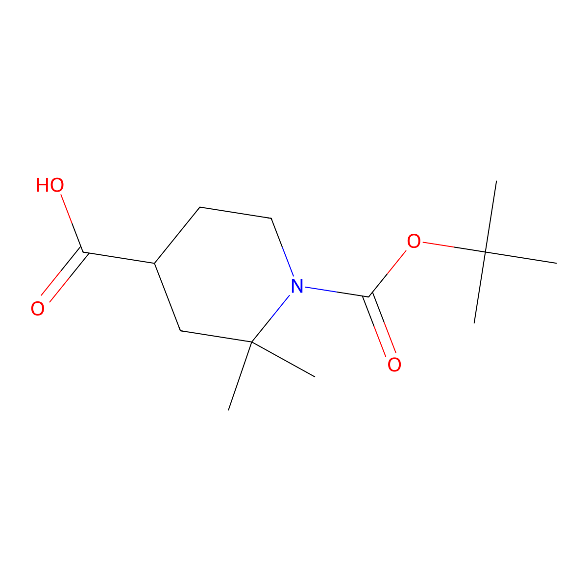 1-((Tert-butoxy)carbonyl)-2,2-dimethylpiperidine-4-carboxylic acid molecular structure, CAS 1785482-91-8