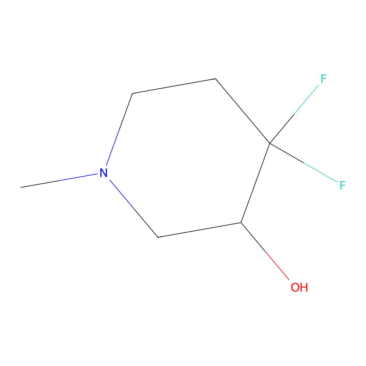 4,4-Difluoro-1-methylpiperidin-3-ol molecular structure, CAS 1785484-23-2