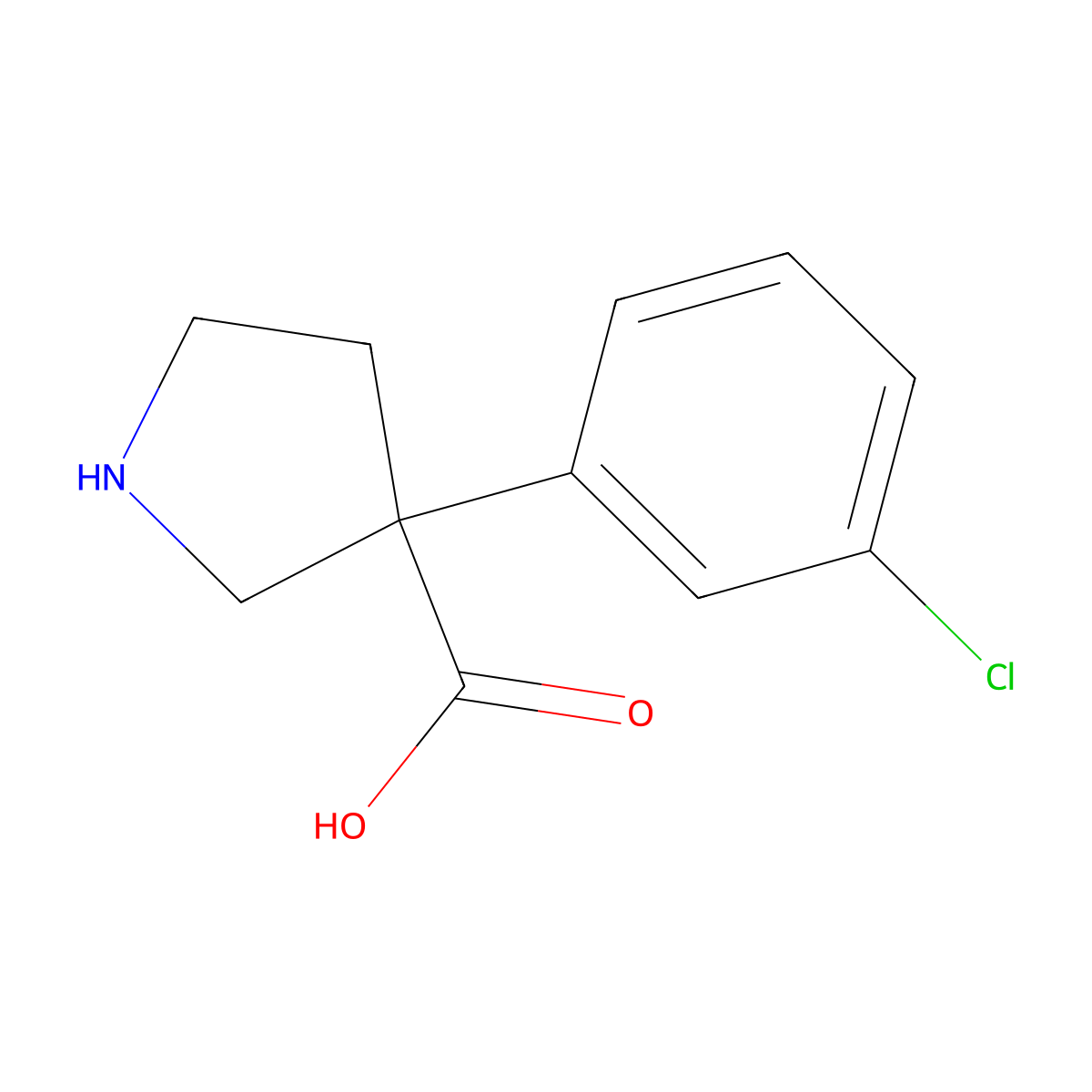 3-(3-Chlorophenyl)pyrrolidine-3-carboxylic acid molecular structure, CAS 1785484-40-3