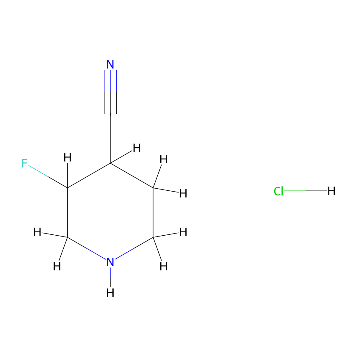 3-Fluoropiperidine-4-carbonitrile hydrochloride molecular structure, CAS 1785486-27-2