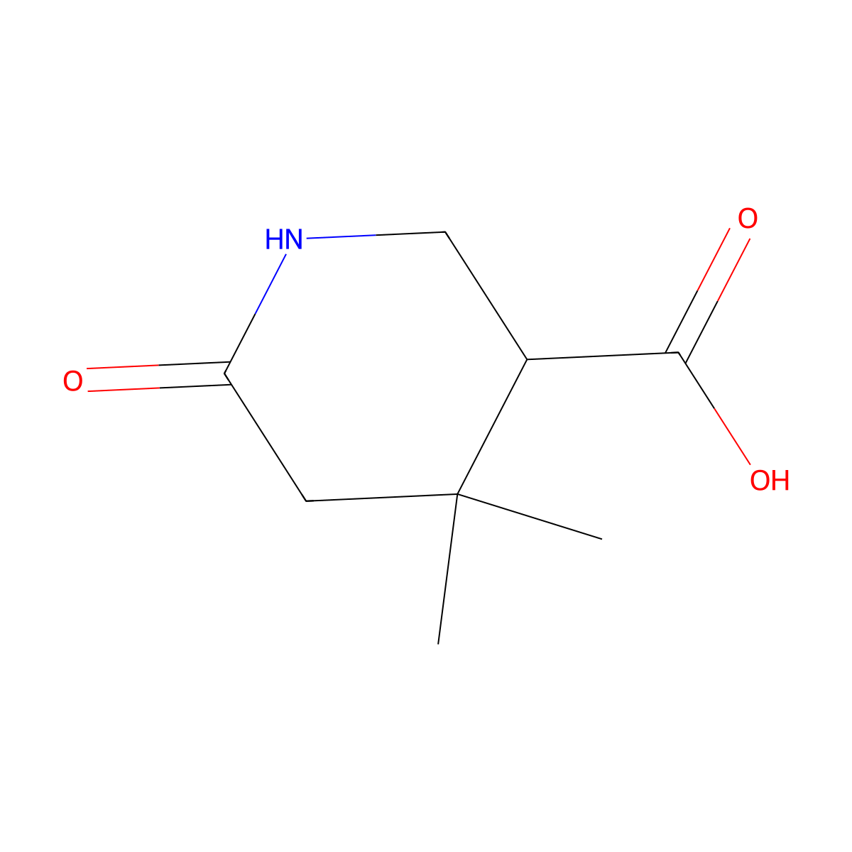 4,4-Dimethyl-6-oxopiperidine-3-carboxylic acid molecular structure, CAS 1785490-30-3