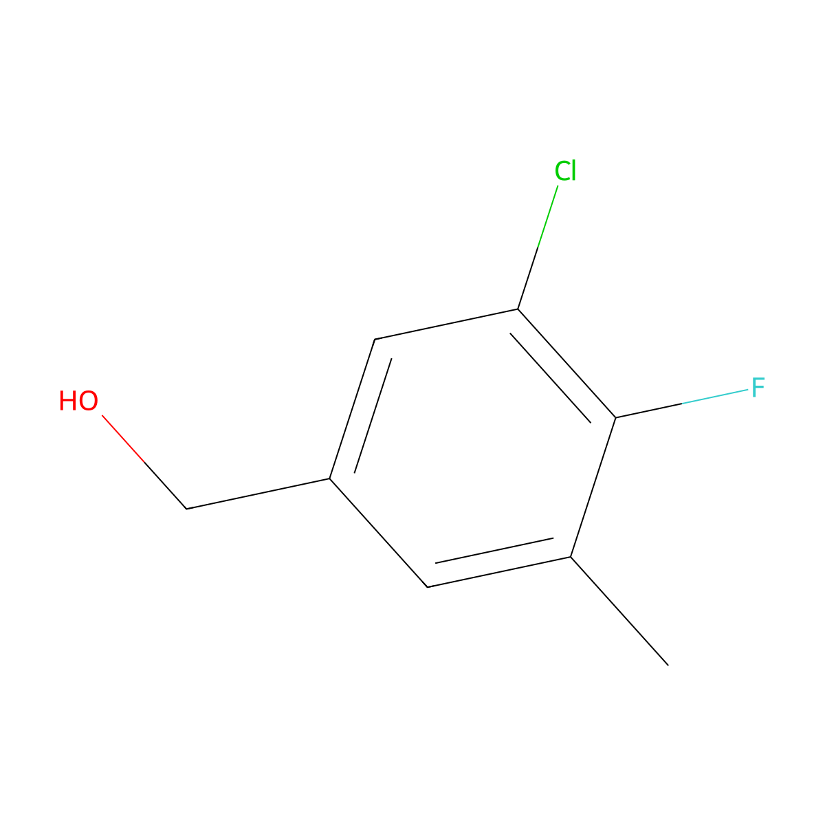 (3-Chloro-4-fluoro-5-methylphenyl)methanol molecular structure, CAS 1785492-53-6