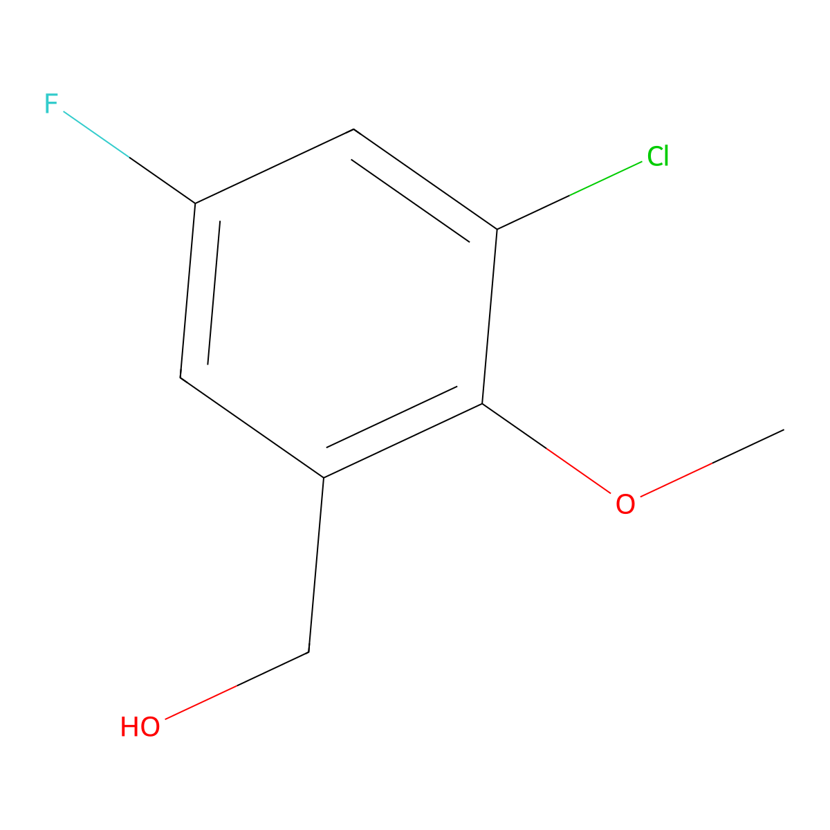 3-Chloro-5-fluoro-2-methoxybenzyl alcohol molecular structure, CAS 1785513-23-6