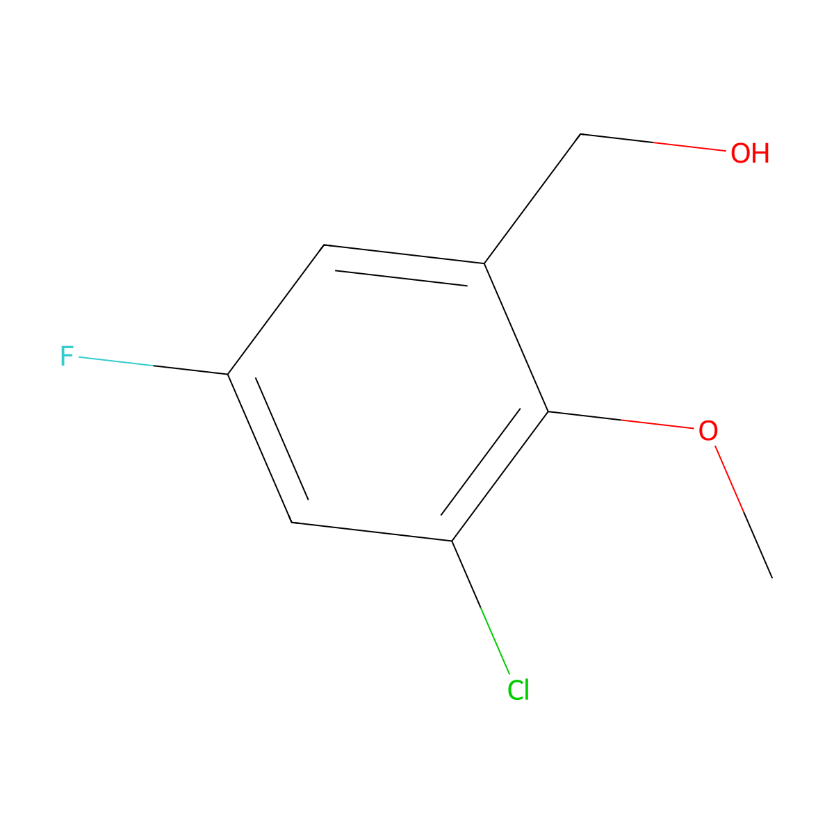 3-Chloro-5-fluoro-2-methoxybenzyl alcohol molecular structure, CAS 1785513-23-6