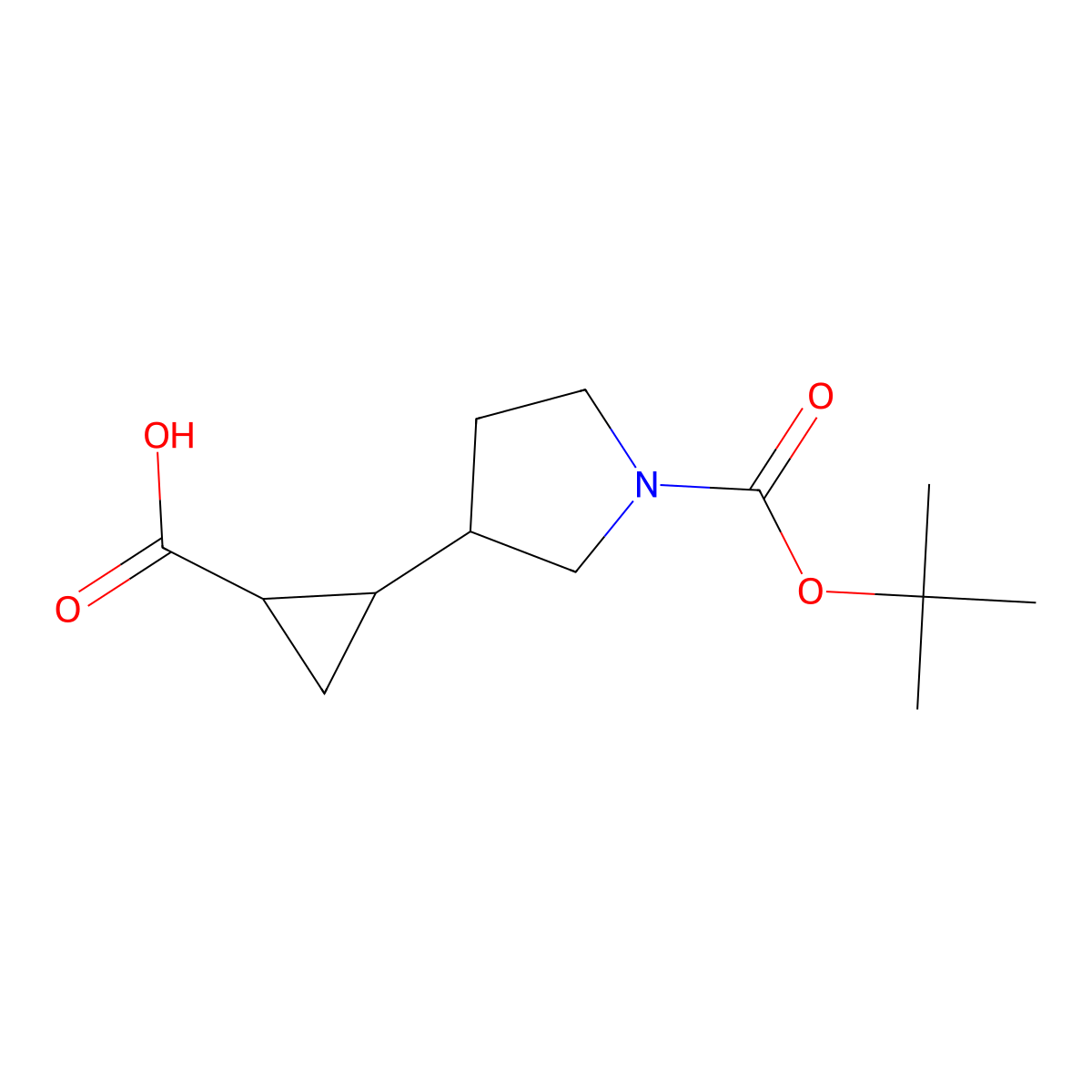 2-{1-[(Tert-butoxy)carbonyl]pyrrolidin-3-yl}cyclopropane-1-carboxylic acid molecular structure, CAS 1785513-59-8