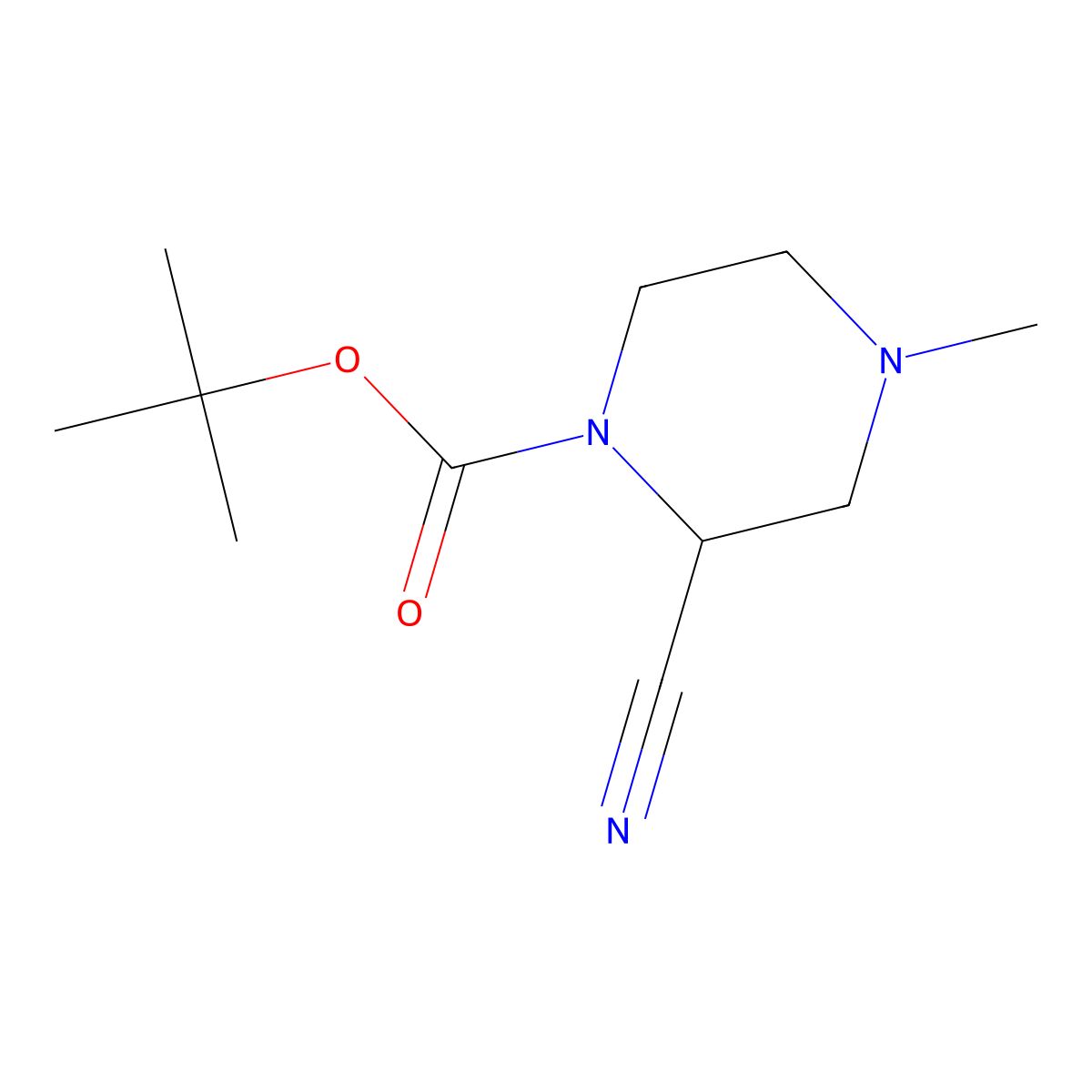 Tert-butyl 2-cyano-4-methylpiperazine-1-carboxylate molecular structure, CAS 1785518-82-2