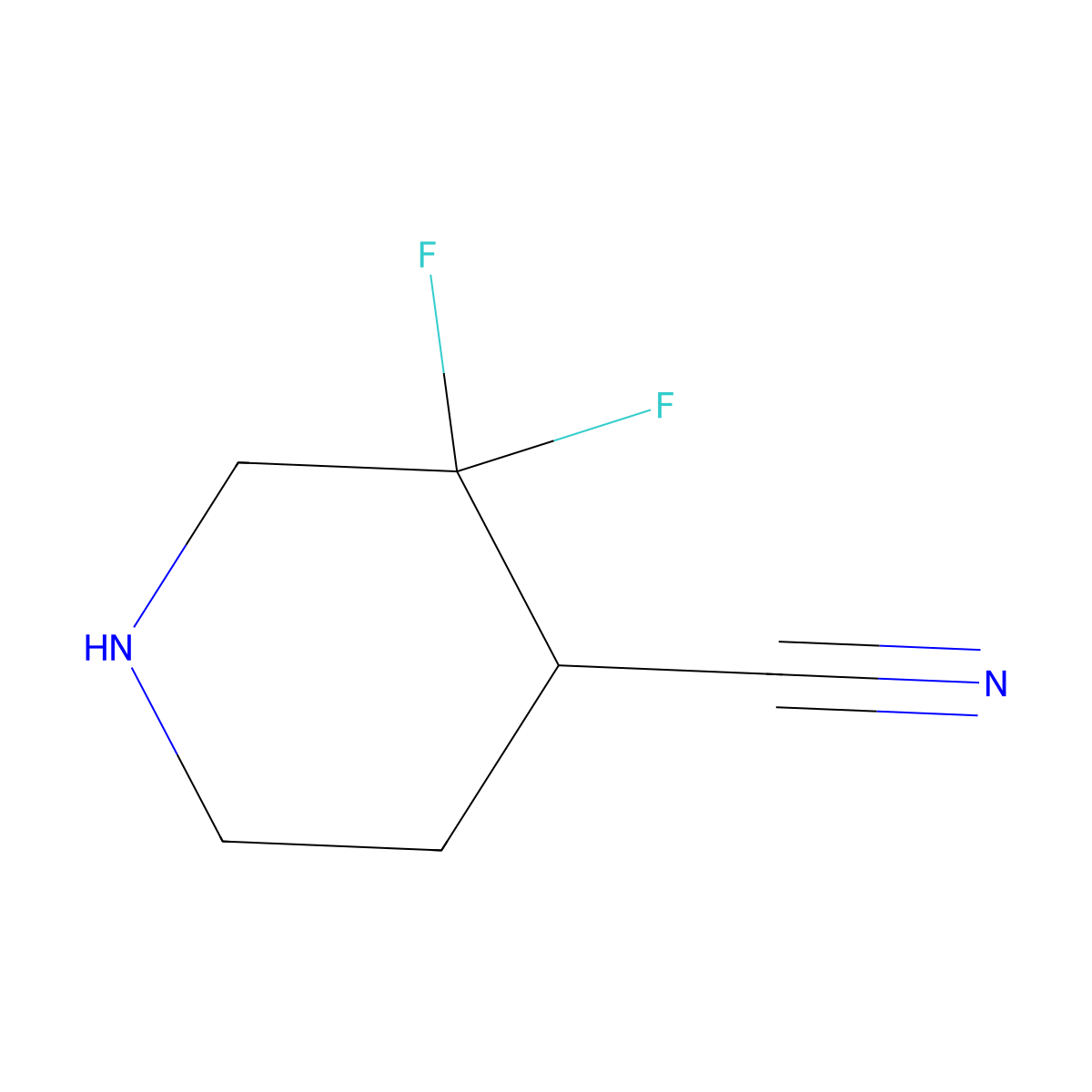 3,3-Difluoropiperidine-4-carbonitrile molecular structure, CAS 1785523-54-7
