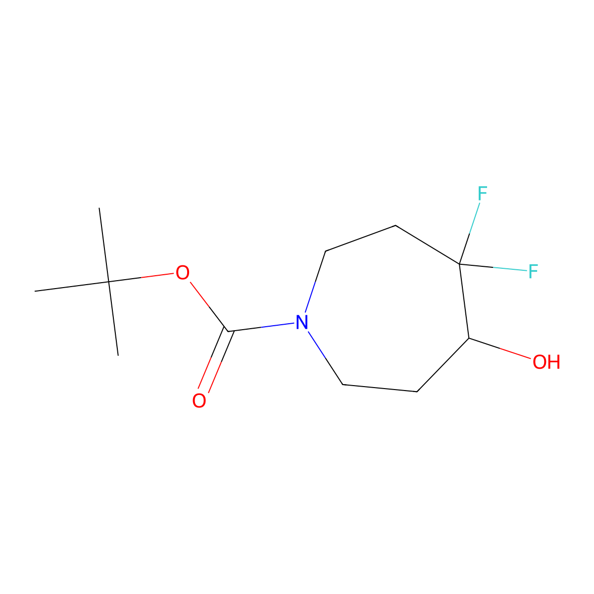 Tert-butyl 4,4-difluoro-5-hydroxyazepane-1-carboxylate molecular structure, CAS 1785523-74-1
