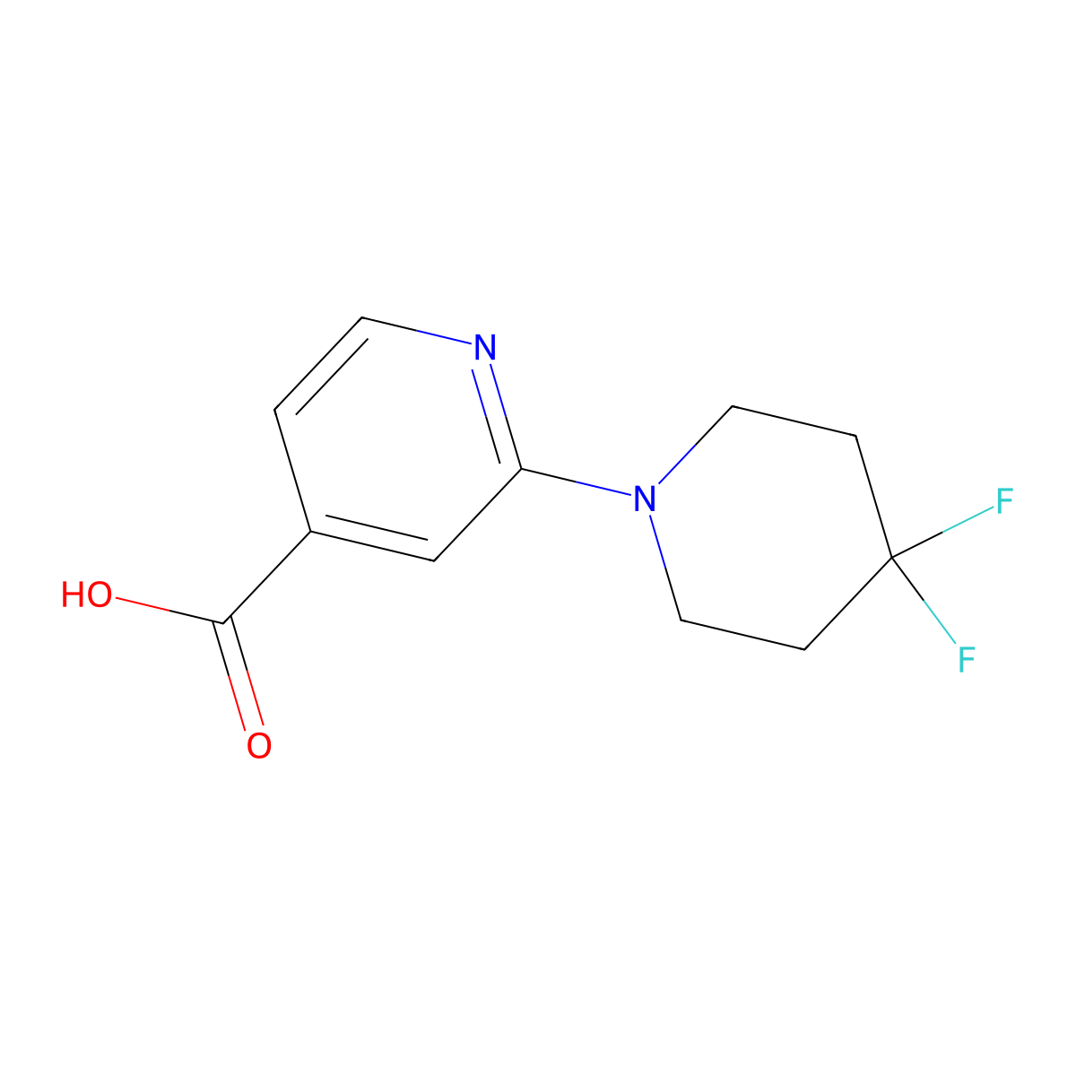 2-(4,4-Difluoropiperidin-1-yl)isonicotinic acid molecular structure, CAS 1785532-85-5