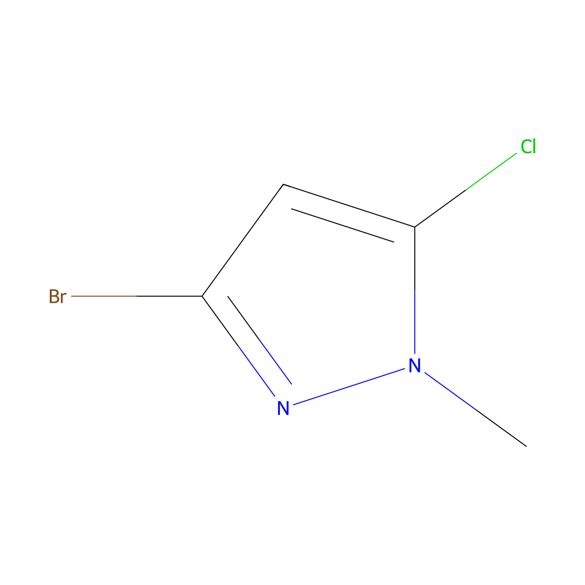 3-Bromo-5-chloro-1-methyl-1H-pyrazole molecular structure, CAS 1785538-05-7