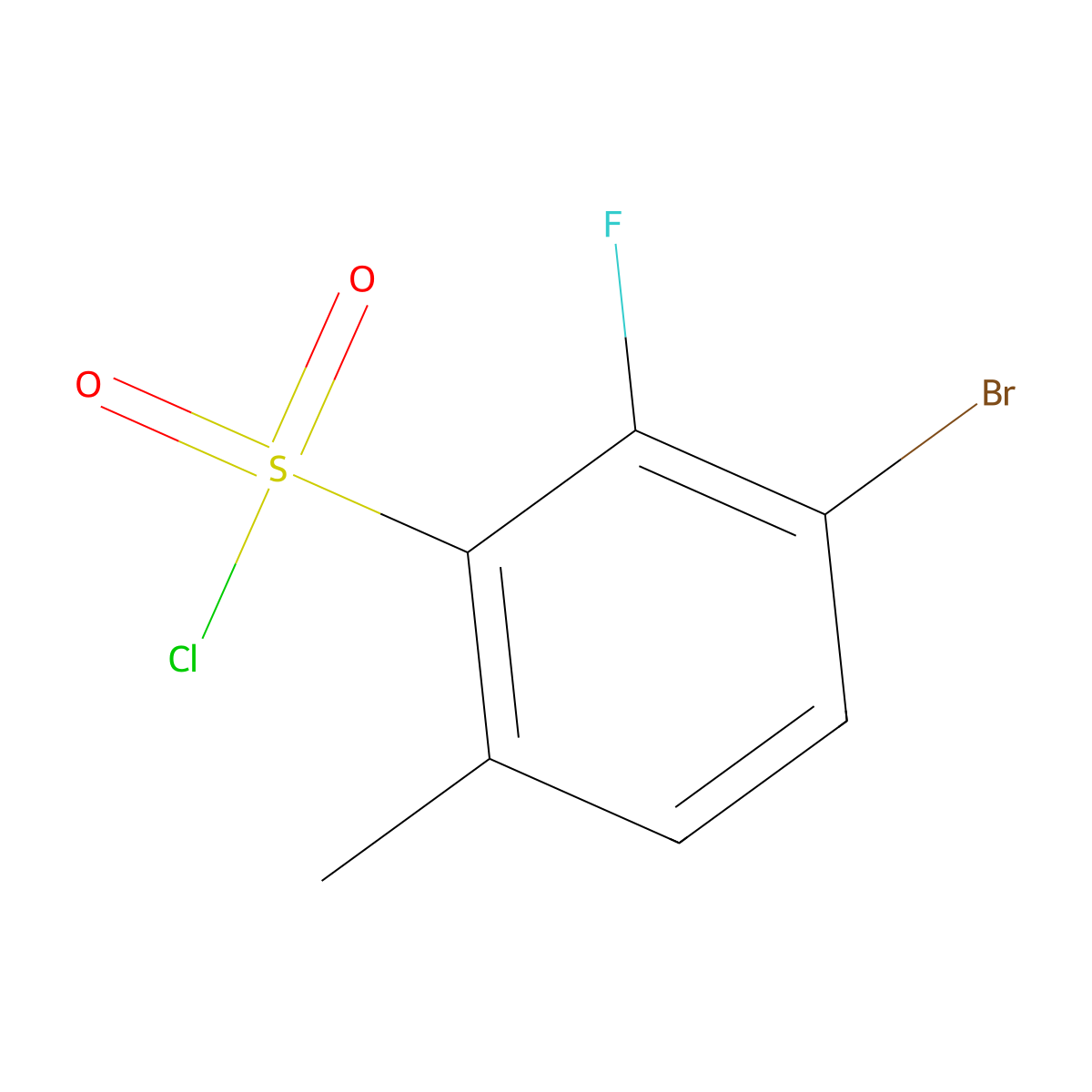 3-Bromo-2-fluoro-6-methylbenzene-1-sulfonyl chloride molecular structure, CAS 1785538-82-0